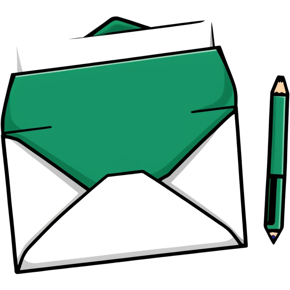 Elegant stylized Maya-inspired message envelope, refined geometric lines, sophisticated minimalist design, dark green on white emoji