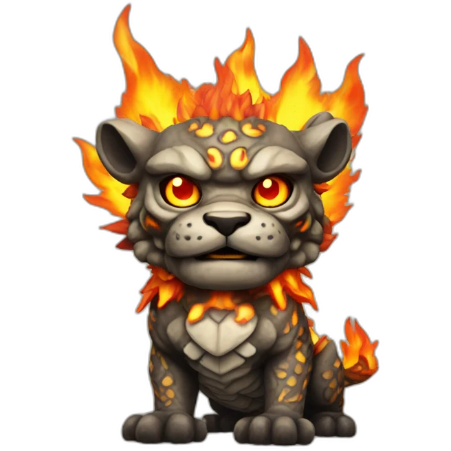 Komainu with fire storm skin emoji