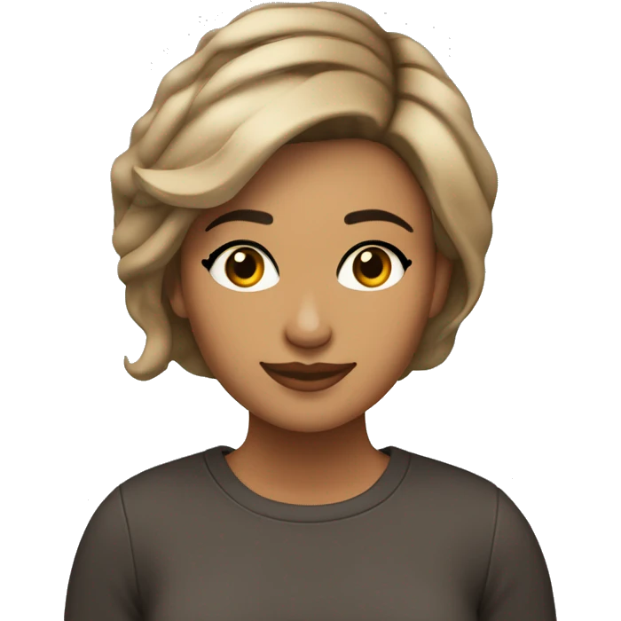 chica morena con el cabello medio corto color café  emoji