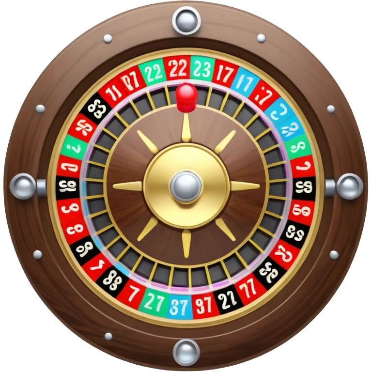 A 3D cartoon roulette wheel with spinning ball and colorful numbers, glowing casino lights, Memoji-style. emoji