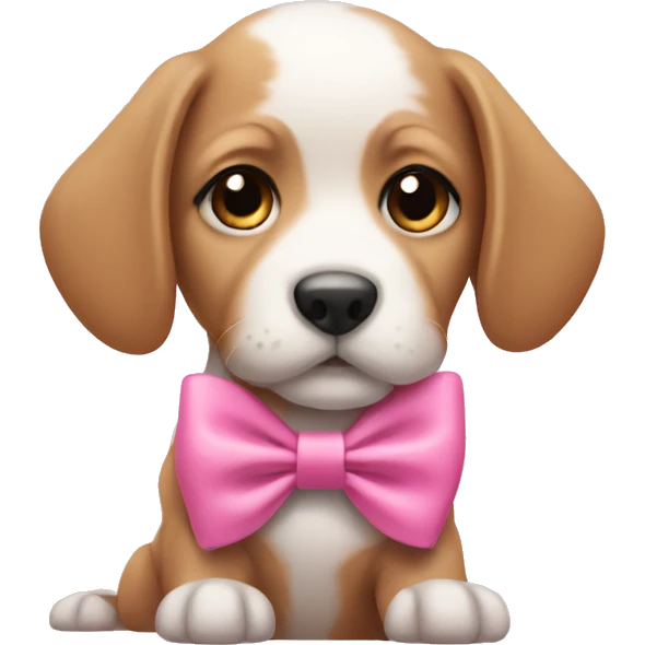 Puppy wearing a pink bow emoji
