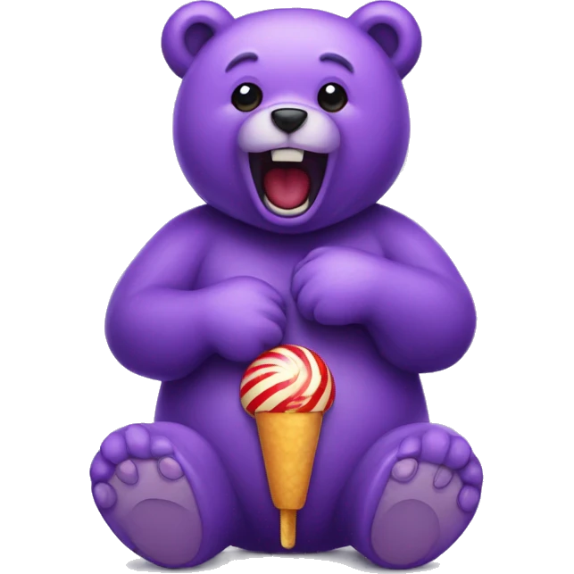 Purple bear that has lolipop on his belly  emoji