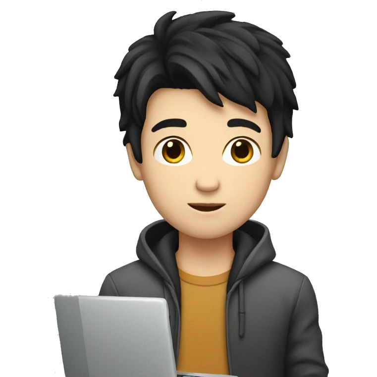 white boy with black hair and laptop emoji
