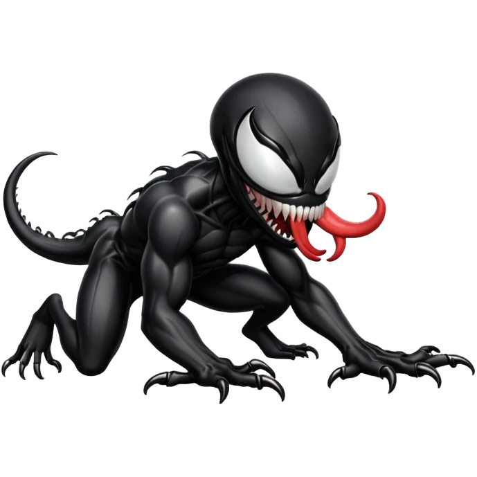 Venom crawling, clean black body, no logos or markings, simplified emoji style emoji