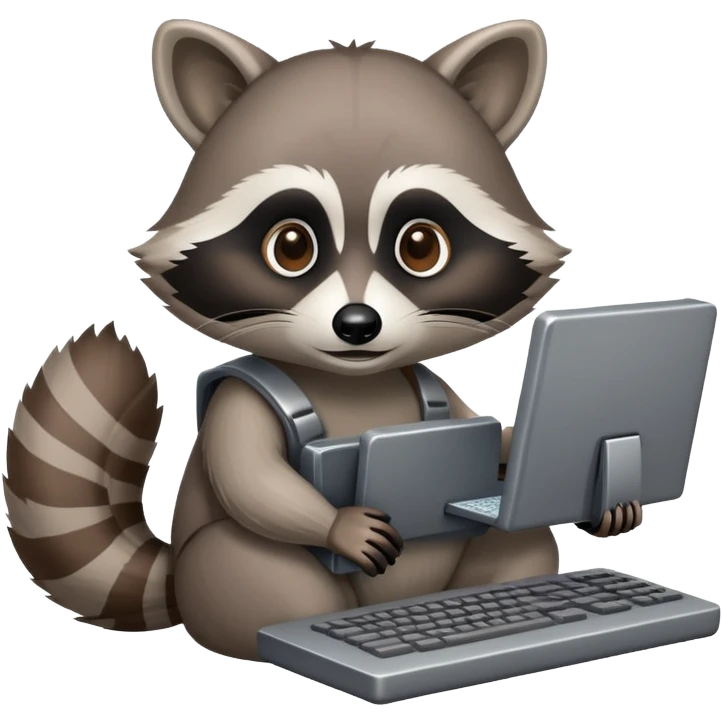 raccoon with computer terminal emoji