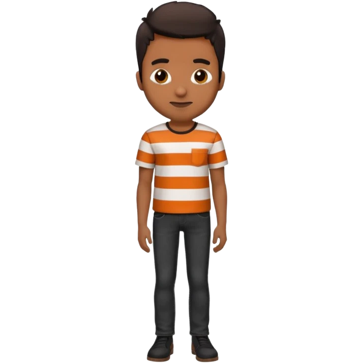 brown man wearing burnt orange and white vertically striped shirt and black jeans emoji