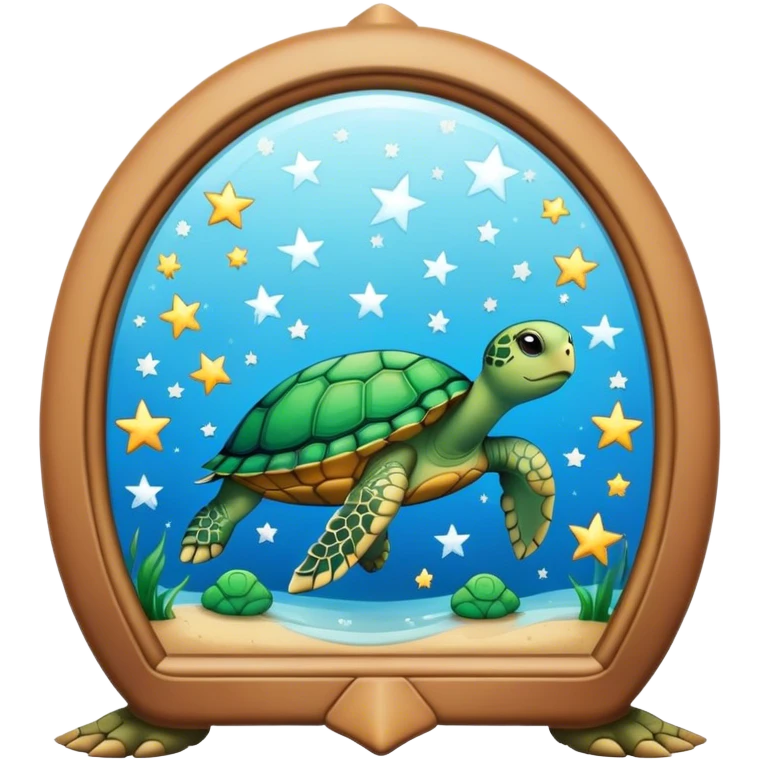 Mirror with turtle and stars emoji