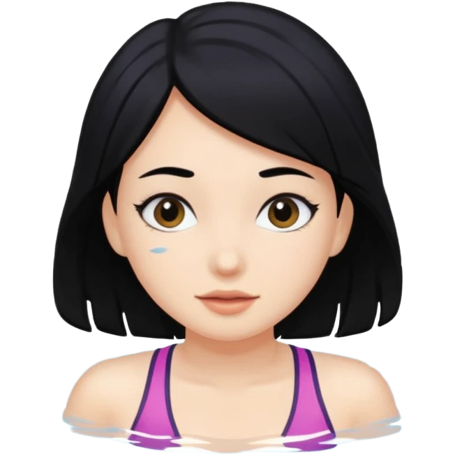 Black hair girl swimming emoji