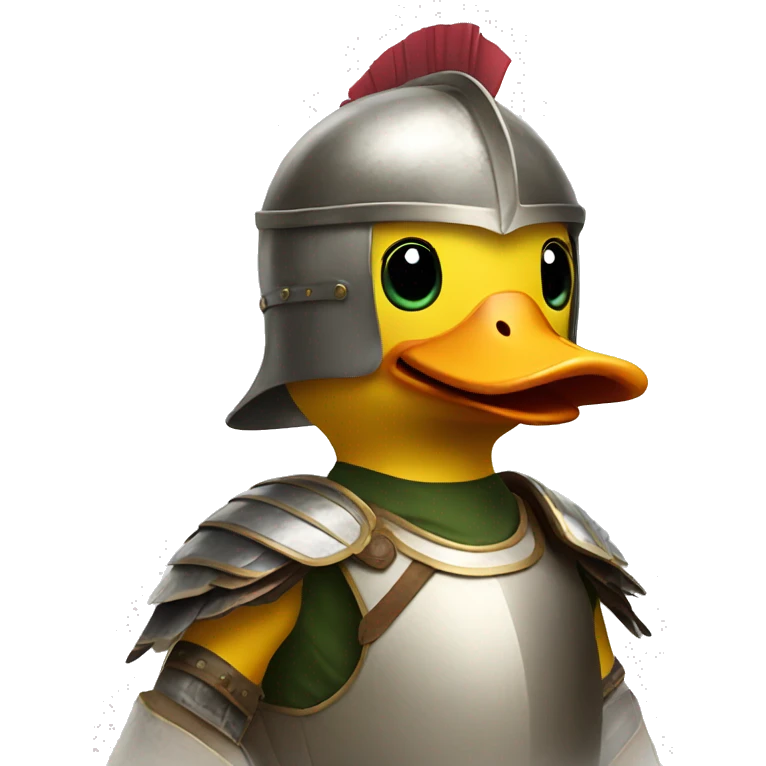 Duck wearing a Greek helmet and armor  emoji