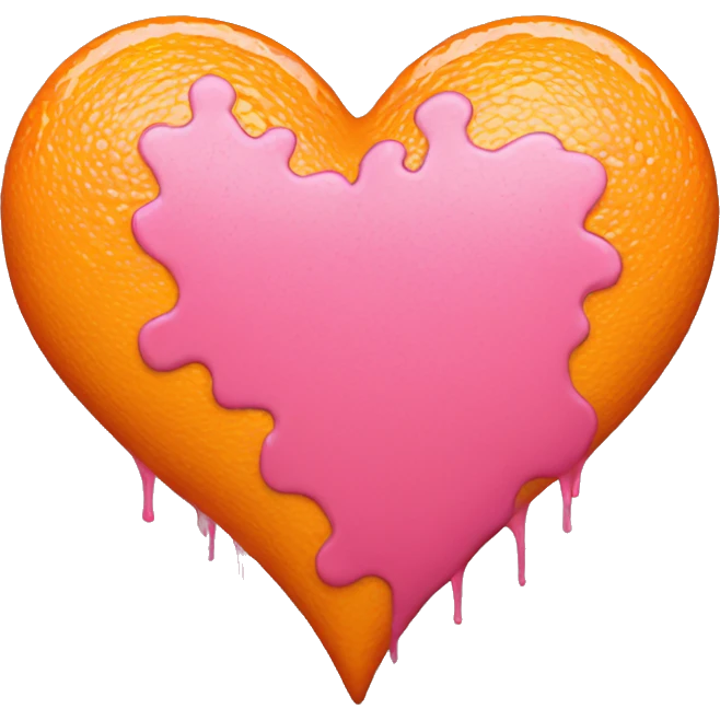 Orange pink grunge heart  emoji