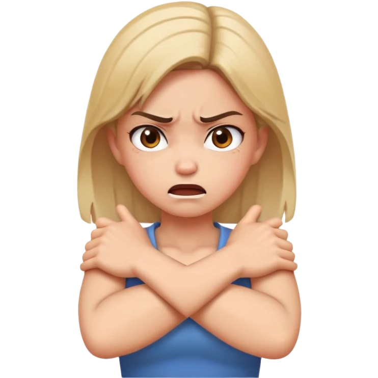 Arms crossed holding neck angry girl emoji