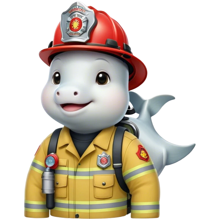 Beluga sturgeon as a fire fighter supporting union rights emoji