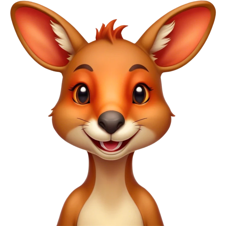 Cinematic Comical Kangaroo Portrait Emoji, Head tilted dramatically with an exaggeratedly amused expression, featuring a striking red-orange fur with a playful glint in its wide, expressive amber eyes, Simplified yet hilariously expressive features, highly detailed, glowing with a slightly sassy glow, high shine, dramatic yet playful, stylized with an air of cheeky outback mischief, bright and endearing, soft glowing outline, capturing the essence of a spirited and over‐the‐top kangaroo, so meme‐worthy it feels like it could bounce its way into internet fame instantly! emoji