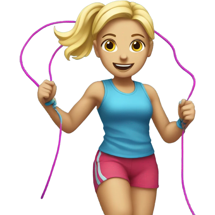 Girl with blonde hair jumping rope emoji
