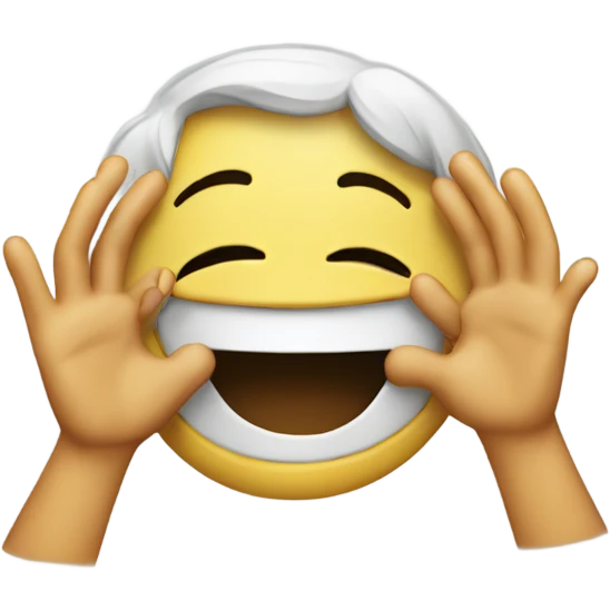 Laughing with hands hiding face emoji