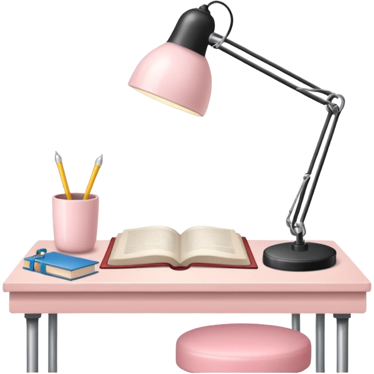 Light Pale Pink office with book and Desk lamp emoji