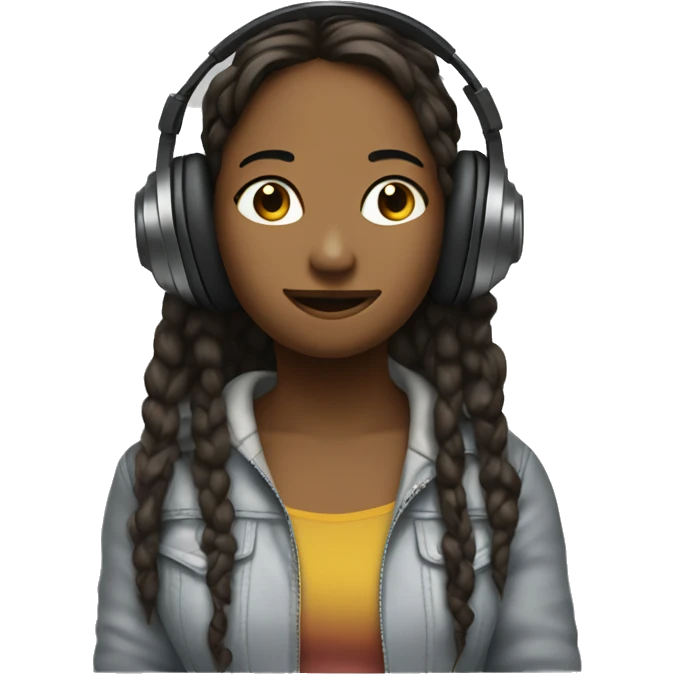 Lisa listens to music with headphones emoji