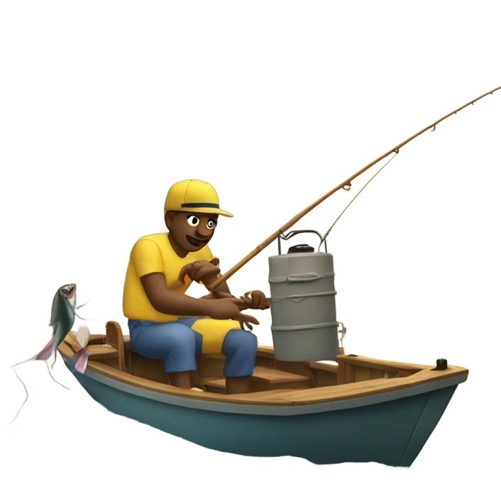 Catching fish off a boat emoji