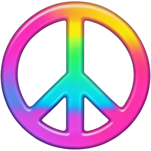 Brightly colored Psychedelic word, “Peace” emoji