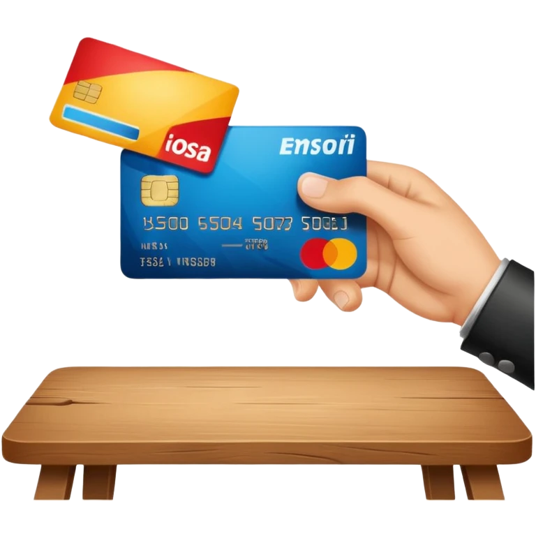hand slamming credit card on table with a bang emoji
