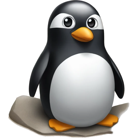 Penguin sitting on The Rock in a desert emoji