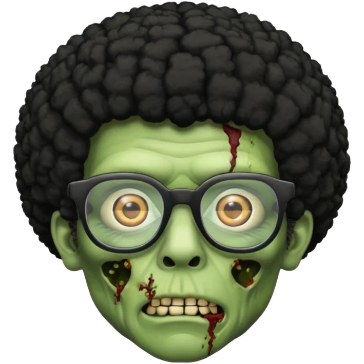 A green zombie with a black Afro and glasses emoji