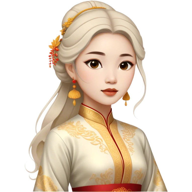Cinematic Realistic Áo Dài Portrait Emoji, depicted as an elegant traditional Vietnamese dress with flowing graceful lines and delicate patterns, rendered with rich textures and soft ethereal lighting that captures its timeless beauty. emoji