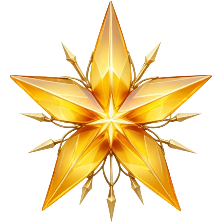 A radiant yellow dream star emerges, carefully being built by hands connecting delicate strands of golden thread and translucent panels of glowing amber glass. emoji