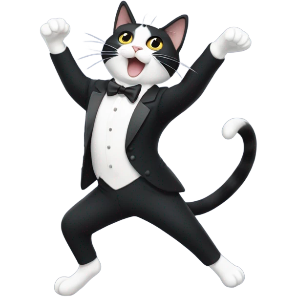 Tuxedo cat dancing emoji