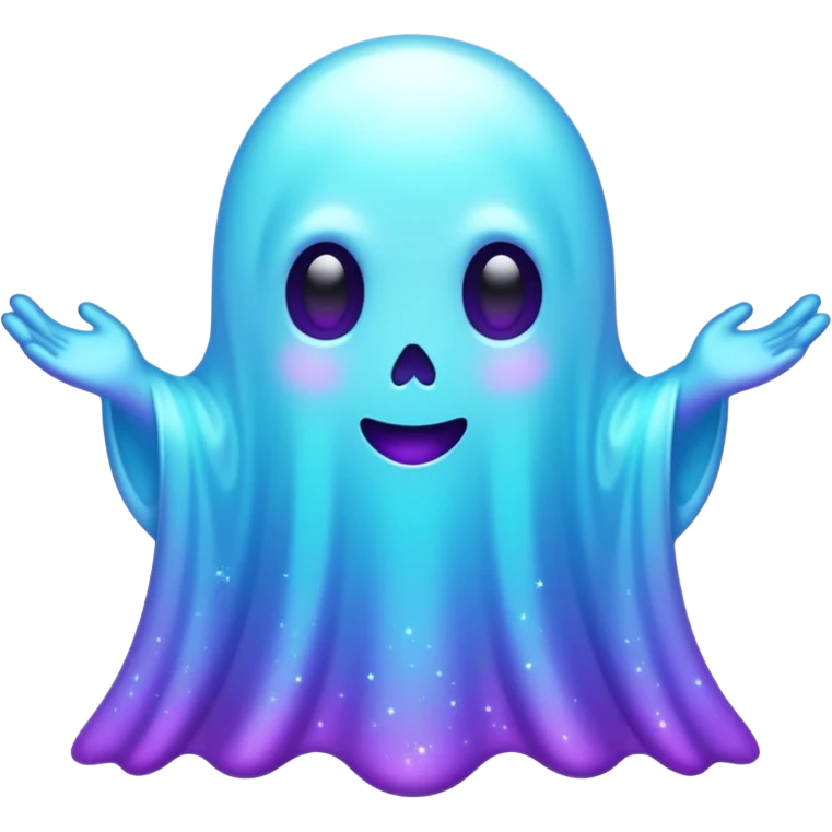 glitter cian and purple ghost emoji