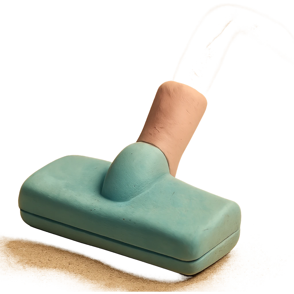 close-up of a vacuum cleaner nozzle in claymation style, matte finish, soft lighting, pastel colors emoji