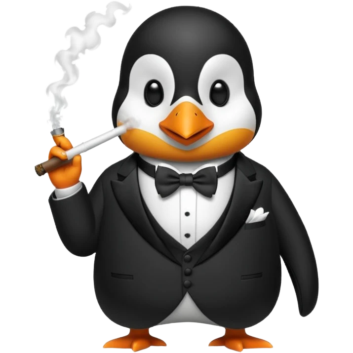 A penguin wearing a smoking emoji