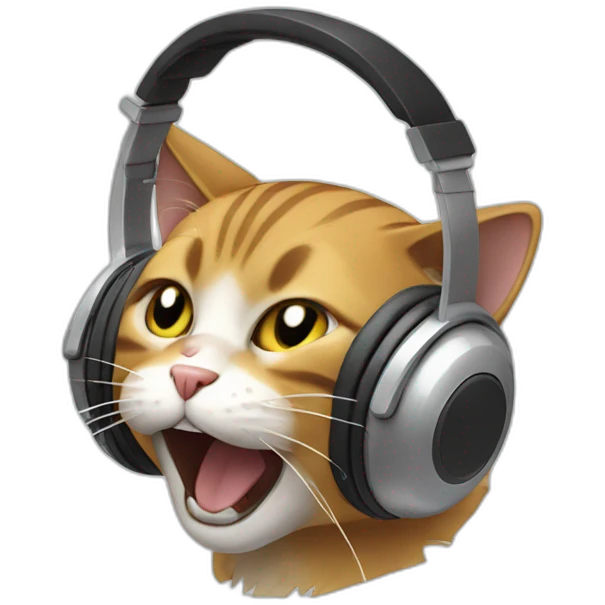 The cat is yelling in headphones emoji