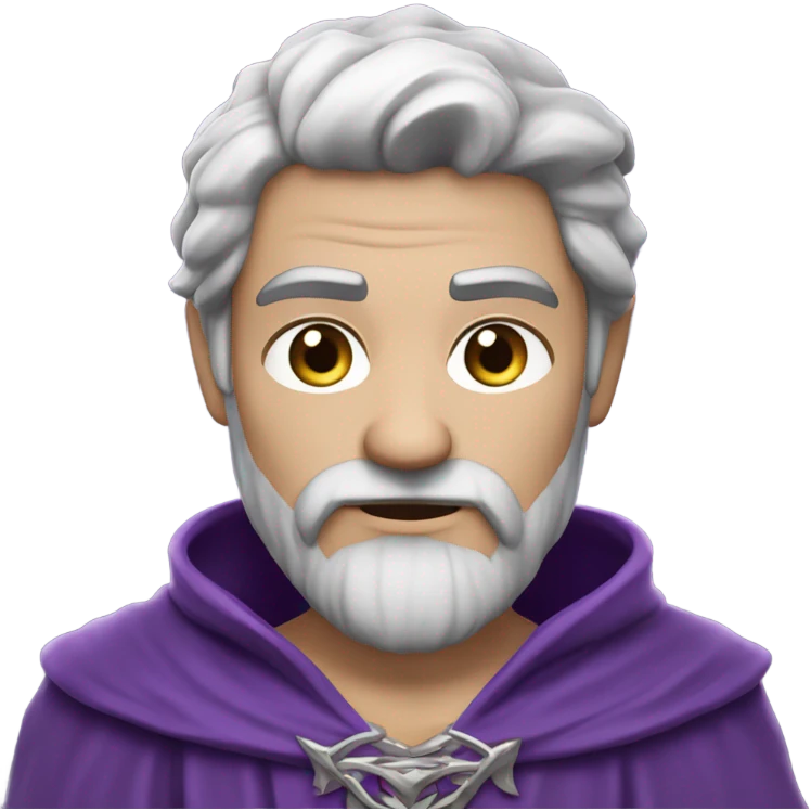 A fierce wizard wearing purple and silver. He is Caucasian skin, 37 years old black hair. Full body image. ￼ emoji