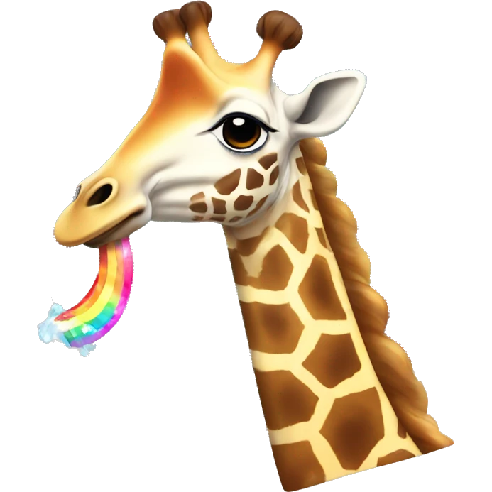 Giraffe eating a face and pooping rainbows  emoji