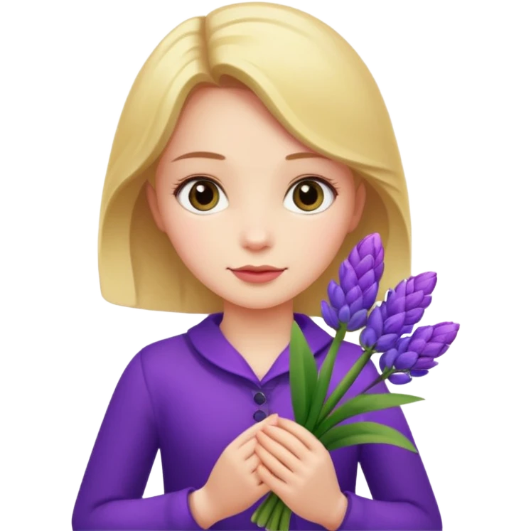 Girl holding hyacinth in hands emoji