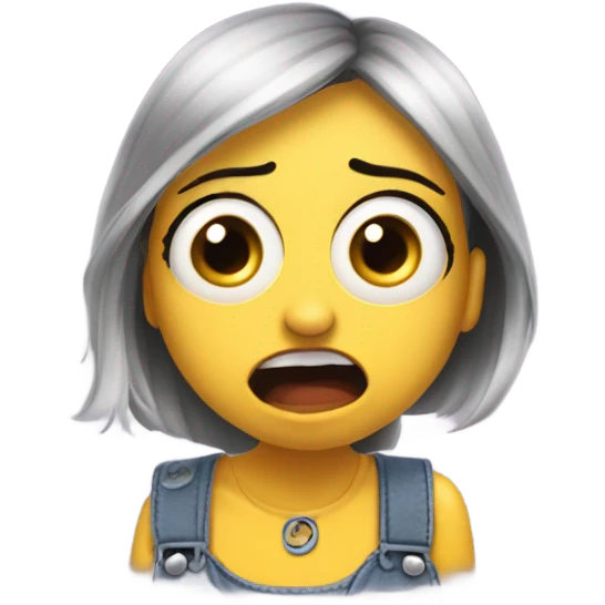Scared funny emoji girl minion with butt emoji
