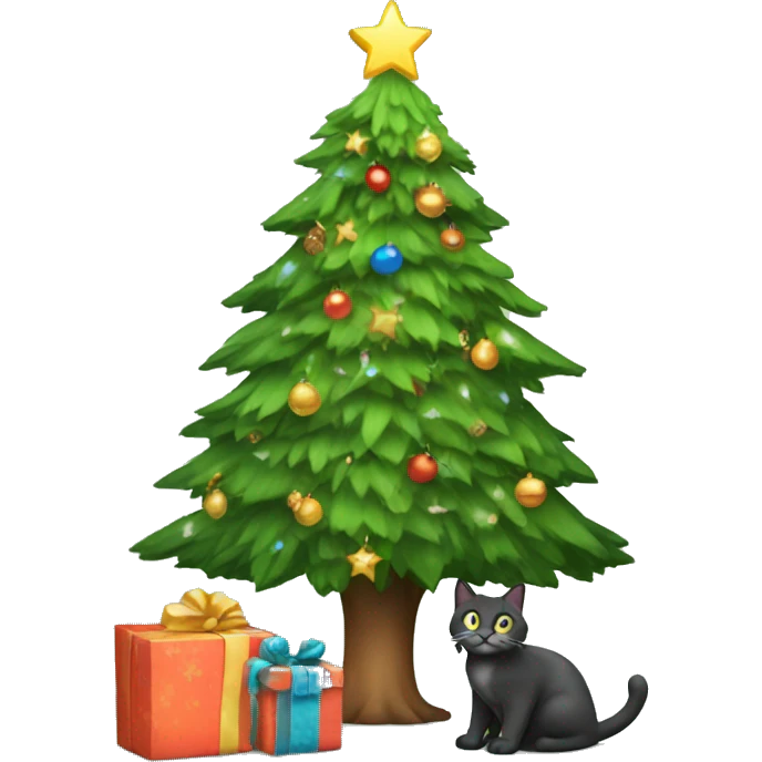 Christmas tree with a cat emoji