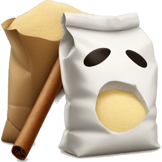 a bag of flour smokes a cigar emoji