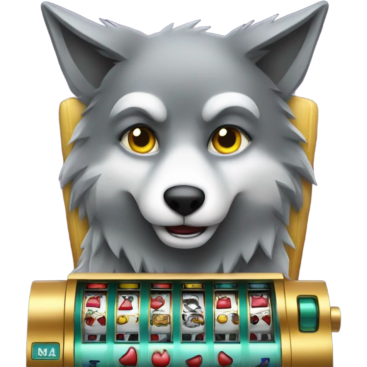 Wolf playing a slot machine emoji