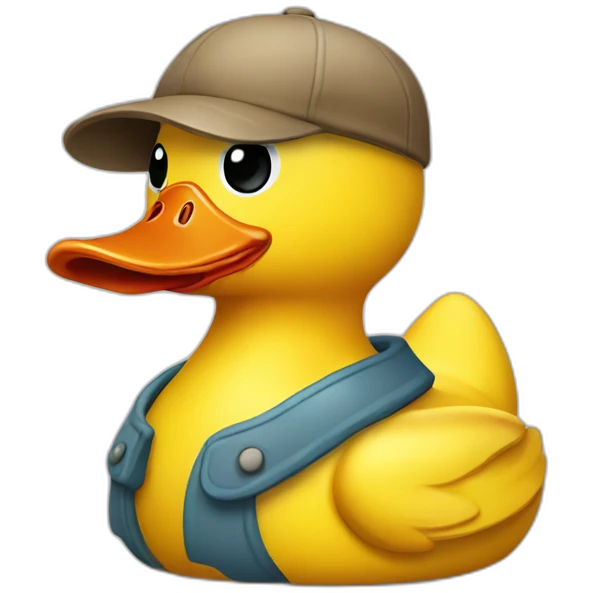 yellow carton rubber duck with facing forward emoji
