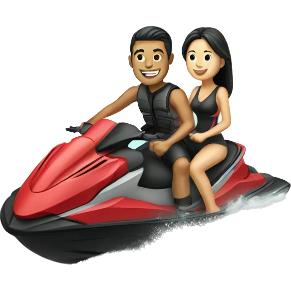 Asian couple on double seat jet ski emoji