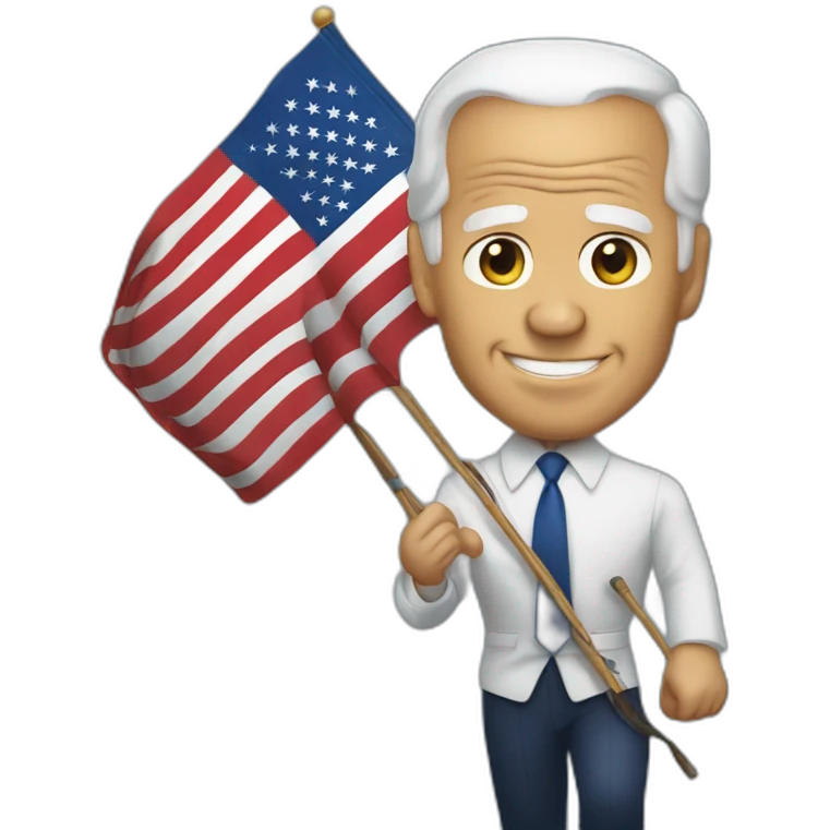 Joe biden holding national flag of US emoji
