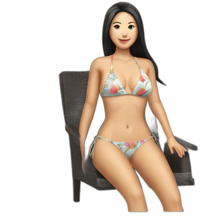 Sexy soft-fit wasian women bikini (beach body) (full body) chair emoji
