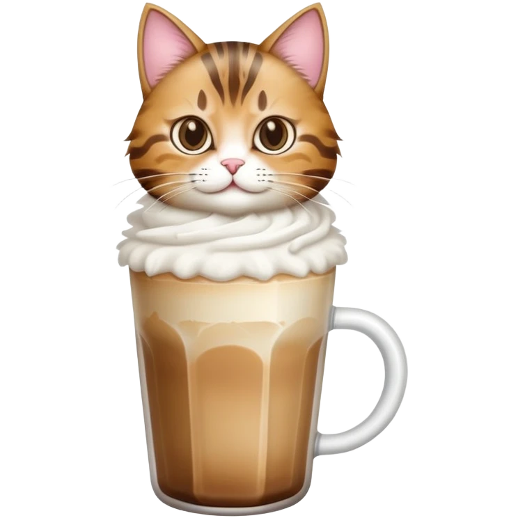 ice latte. the topping is a cat on the top of latte. emoji