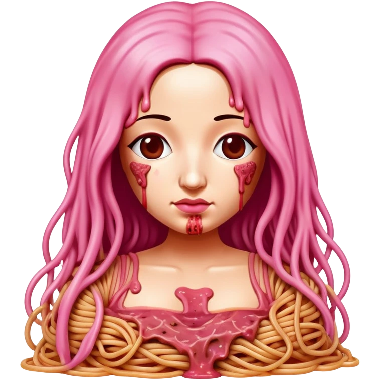  SPAM meat melted pink dripping sauce spaghetti dress monalisa portrait emoji