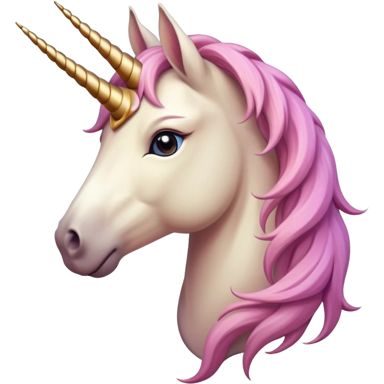 head of an anthropomorphised female unicorn horse, looking directly ahead, relaxed pose emoji