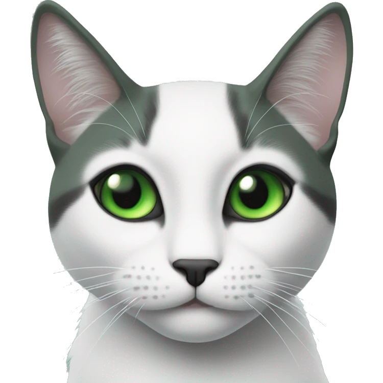 gato blanco y negro, green eyes emoji