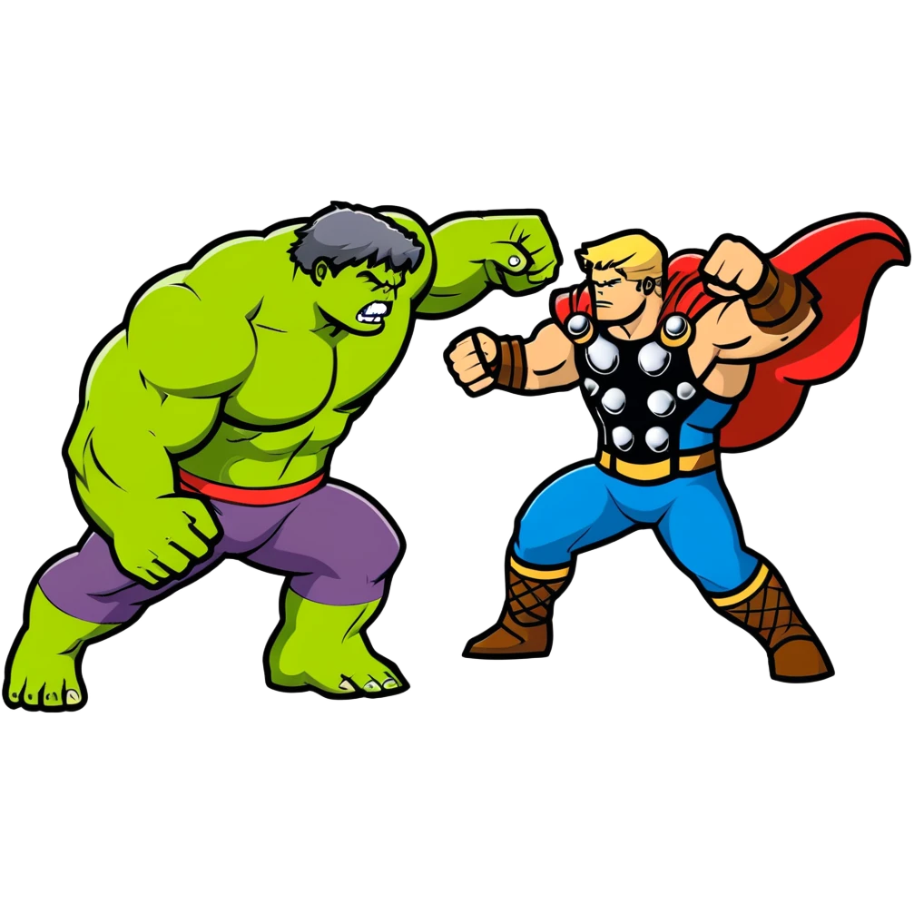 Hulk versus Thor, superhero battle emoji