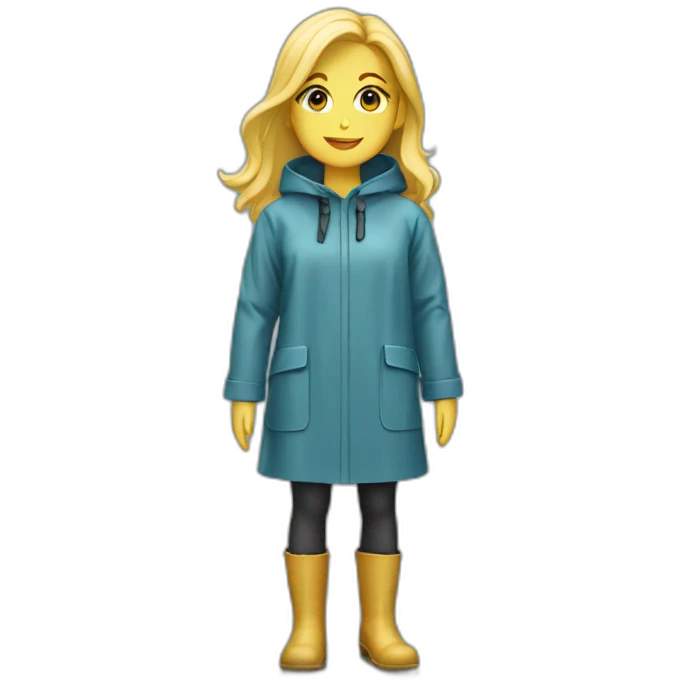 Blond girl with raincoat and boots emoji